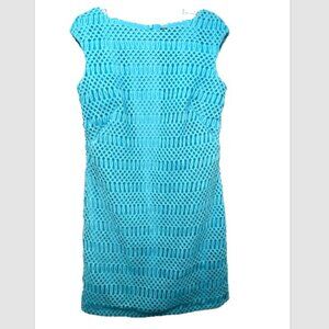 Lauren Ralph Lauren black label ladies dress 12 blue Crochet Sheath career
